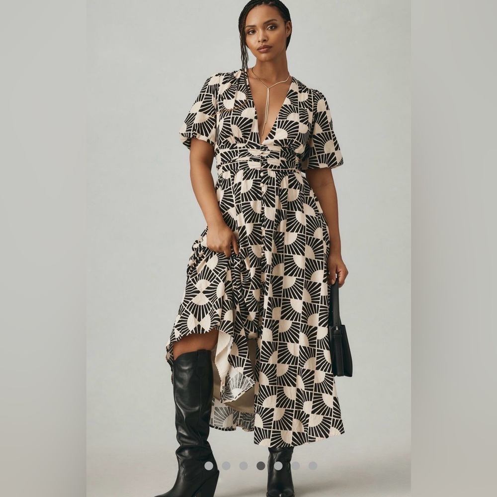 Anthro Katerina Button-Front Midi Dress 1X